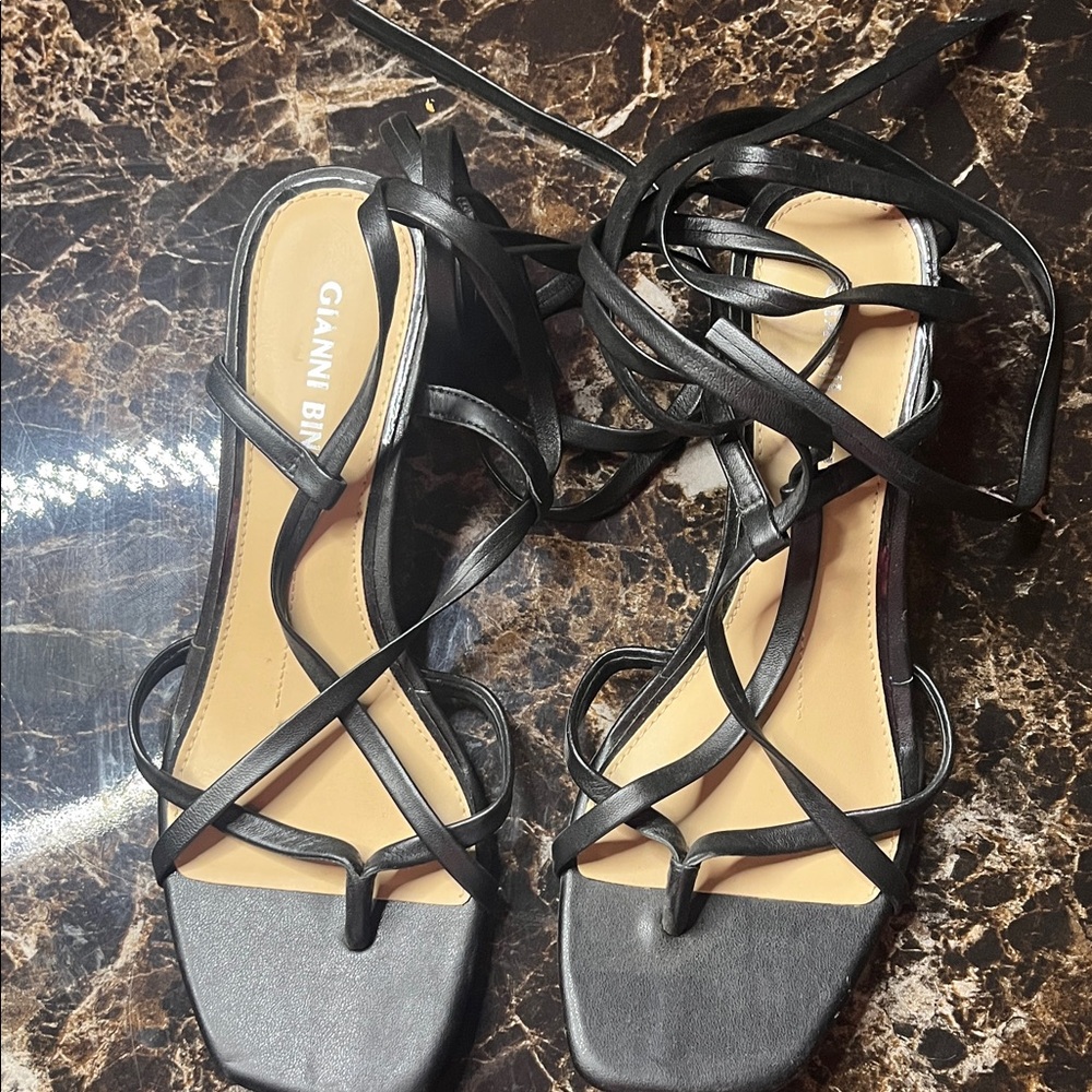 Gianni Bini Elegant Black Lace-Up Heels